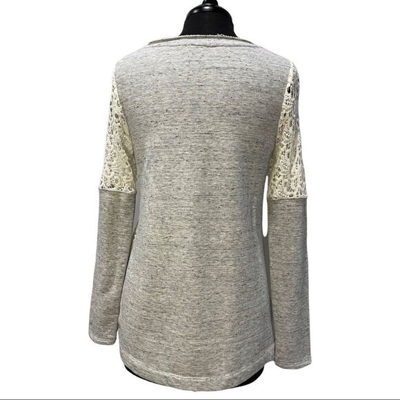 SUNDANCE Lace Overlay Tow Tone Sweater Sz M - Picture 6 of 12